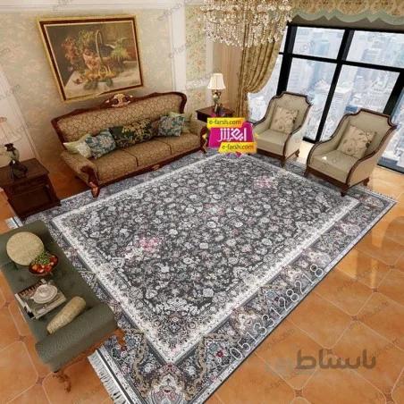 فرش ماشینی زمرد مشهد طرح 55003 الماسی گل برجسته