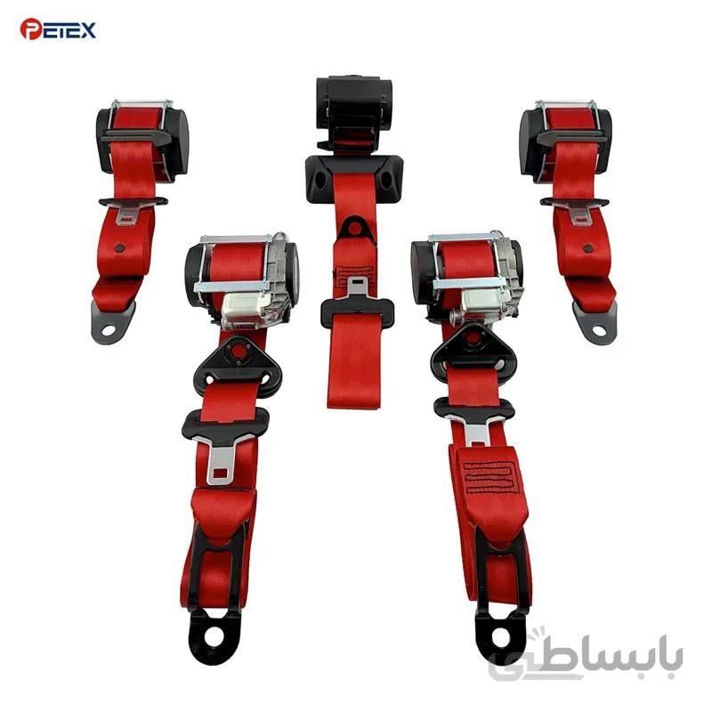 ست کامل کمربند ایمنی ایربگدار پژو ۲۰۶ صندوقدار رنگ قرمز