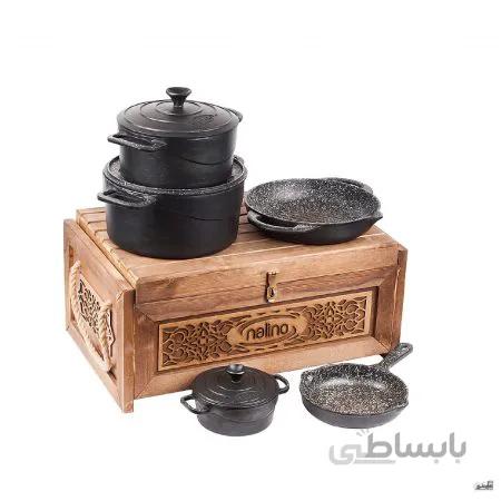سرویس چدن نالینو 8 پارچه مدل Tekla با جعبه چوبی