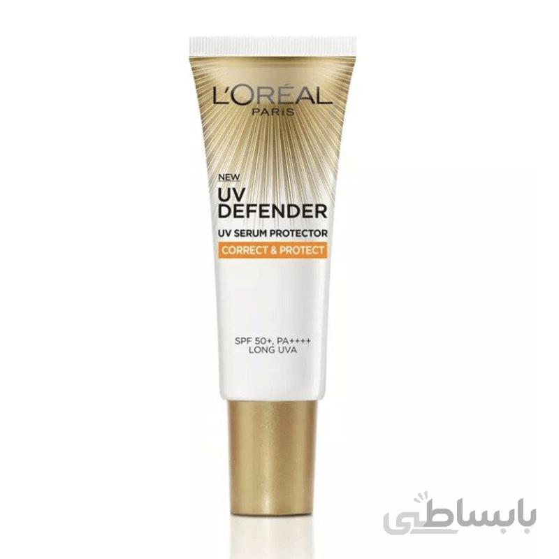 سرم ضدآفتاب شفاف کننده و روشن کننده دیفندر لورال پاریس L'Oreal Paris UV Defender Correct & Protect SPF50 15ml