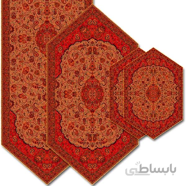 رومیزی مربع ترمه طرح سالار مشکی ابریشم کد 710 کد 410564