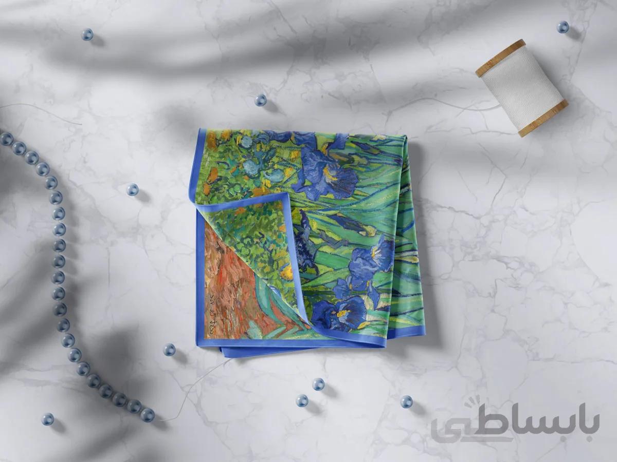 روسری طرح گل های زنبق ونگوگ