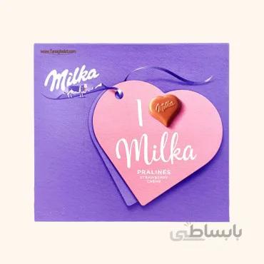 شکلات کادویی میلکا مدل پرالین قلبی با کرم توت فرنگی
