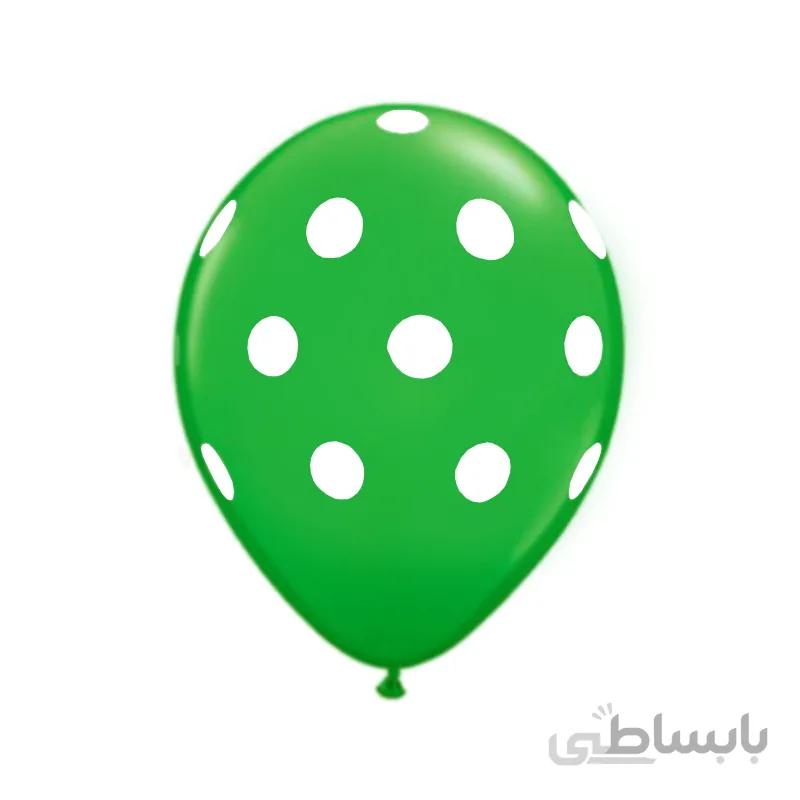 بادکنک سبز خالدار بسته ۱۰ عددی