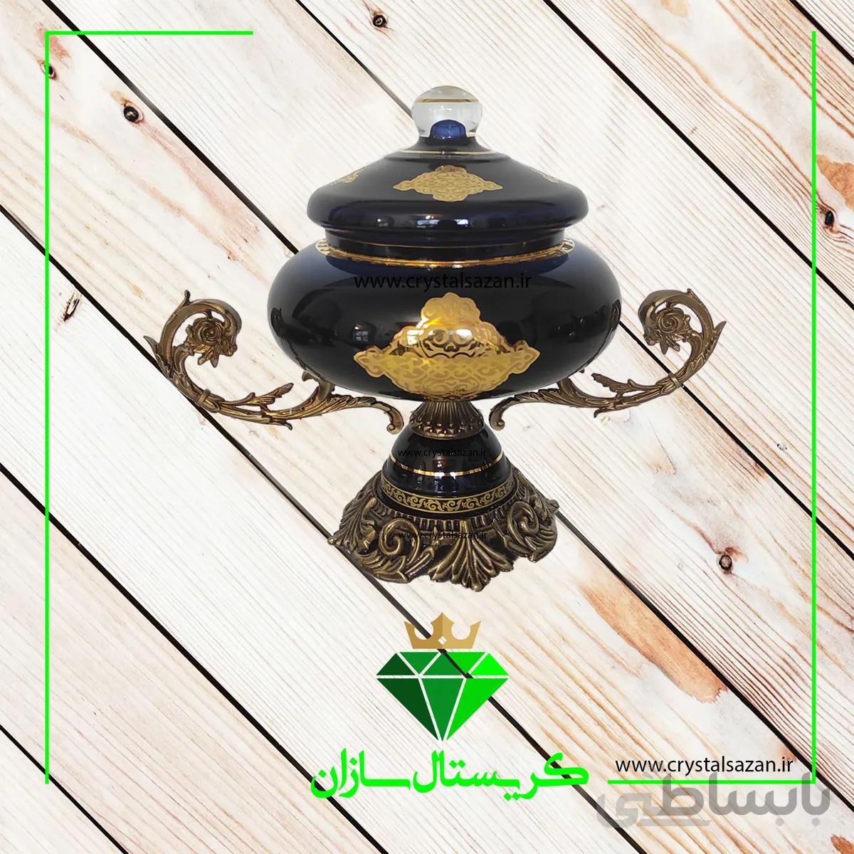 شکلات خوری کریستال پایه دار و درب دار کد K1333 کریستال سازان