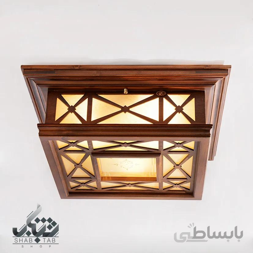 لوستر سقفی چوبی دارکار مدل توپاز متوسط کد 307 ا لوستر سقفي دارکار مدل توپاز متوسط کد 307