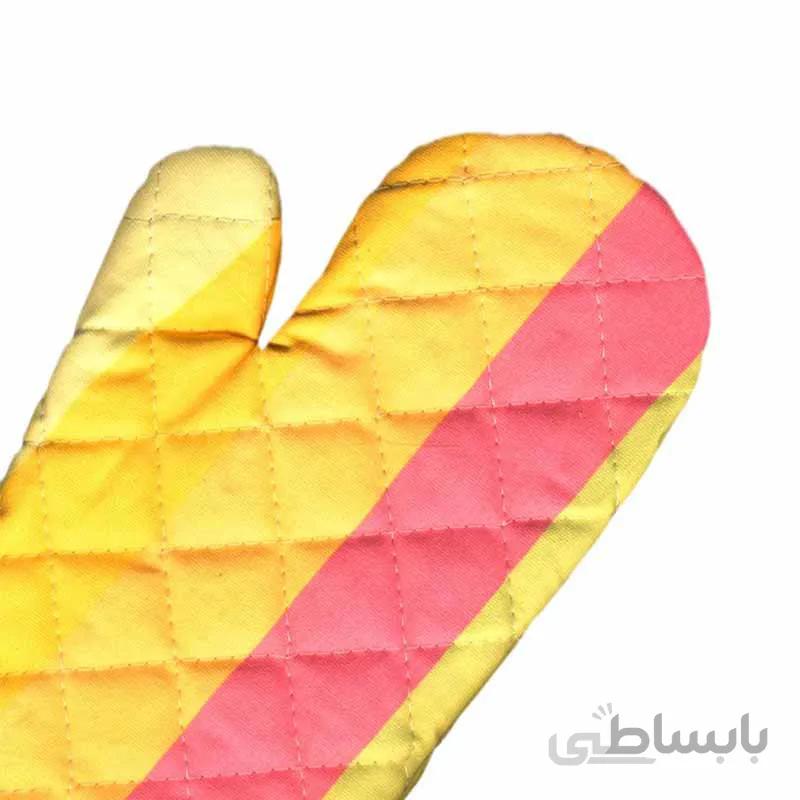 دستکش فر تک 10کتان رزين تاژ طرح رابید صورتی