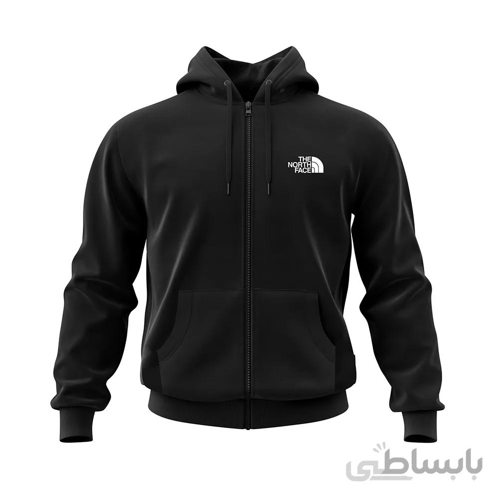سویشرت زیپدار مشکی پنبه ای نورث فیس