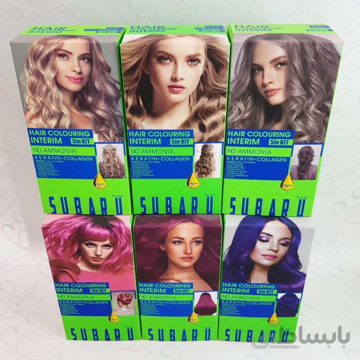 کیت شامپو رنگی سوبارو SUBARU مدل هیر کالرینگ اینتریم hair colouring interim 5in1