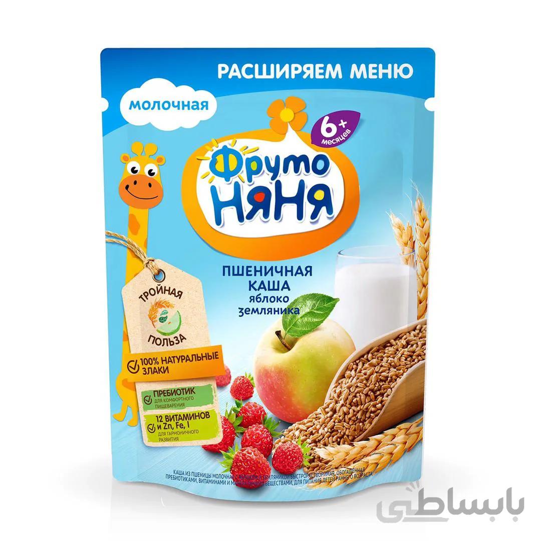 سرلاک چندغله با سیب و توت‌فرنگی همراه با شیر فروتونیانیا Frutonyanya