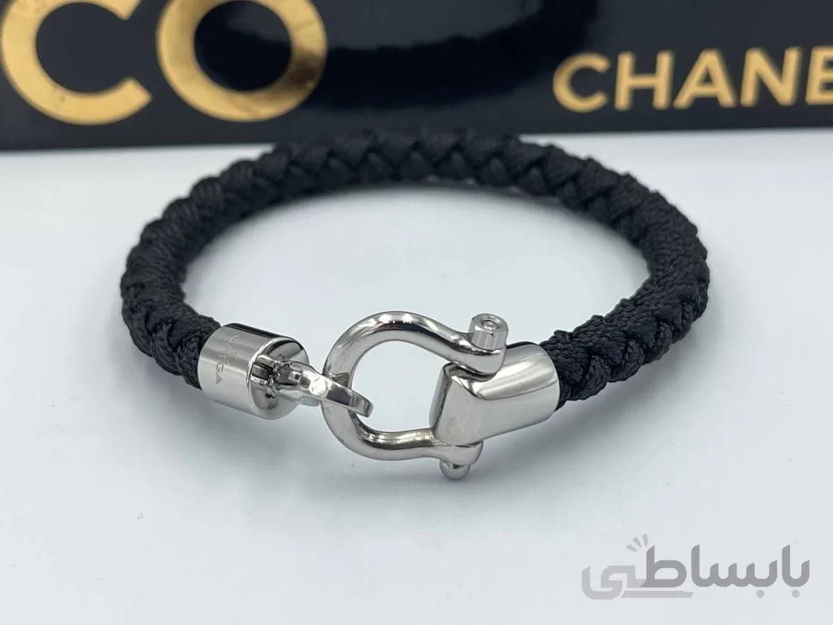 دستبند امگا مشکی بافت