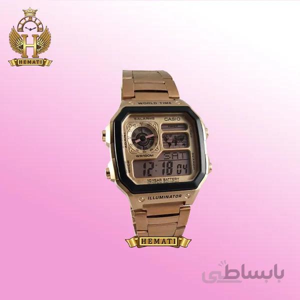 ساعت مردانه کاسیو جهان نما Casio World Time AE-1200WHD-1AVDF رزگلد