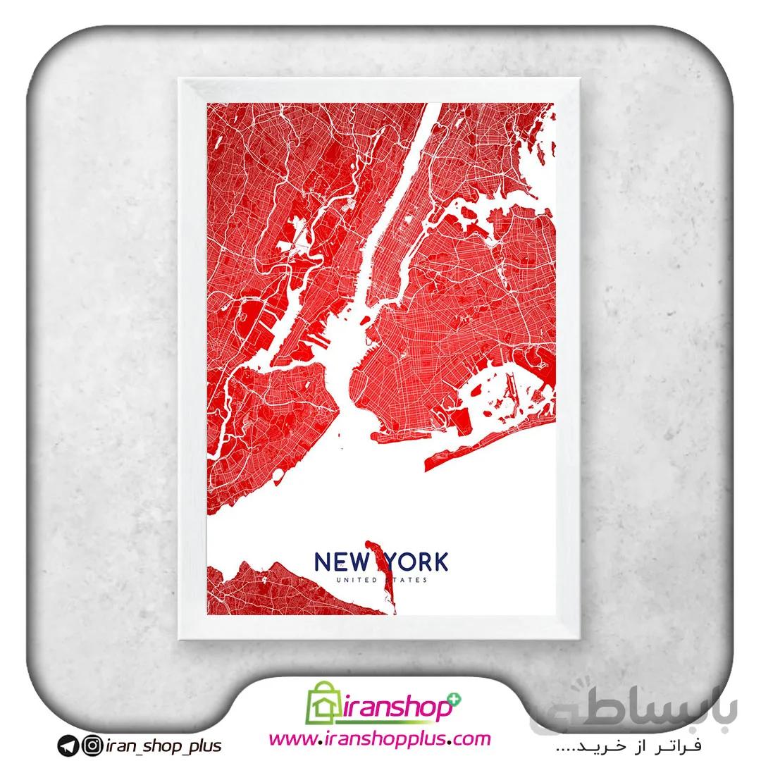تابلو نقشه شهر نیویورک با تم Red White