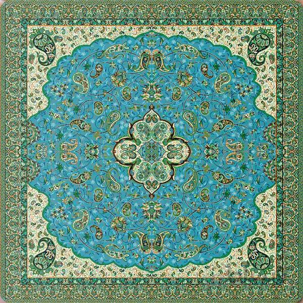 رومیزی مربع ترمه طرح سالار مشکی ابریشم کد 710 کد 410582