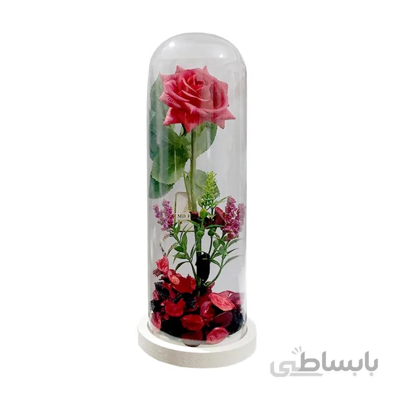 گل رز جاودان شیشه ای مدل STGB114