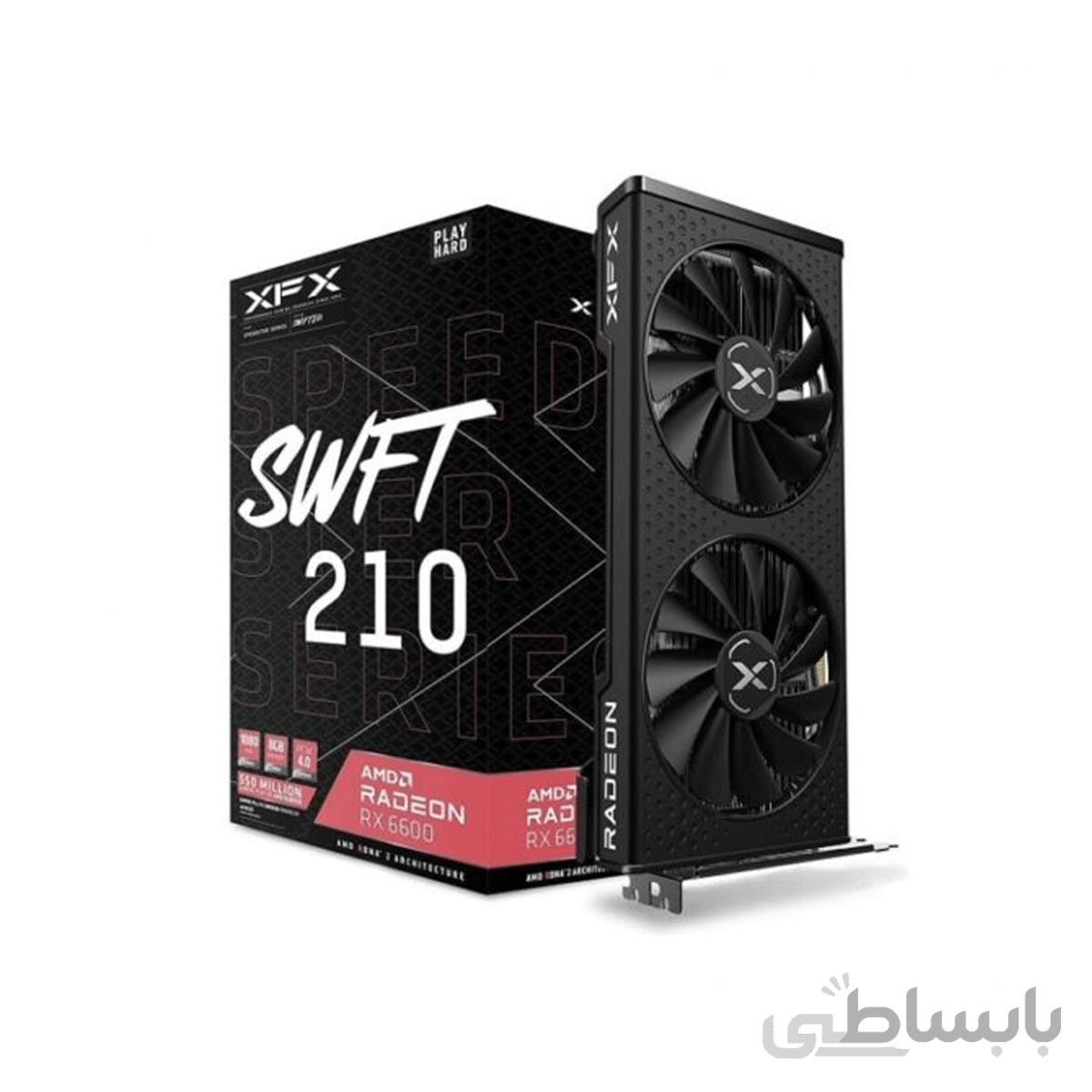 VGA XFX AMD Radeon RX6600 SWFT 210 8GB GDDR6 کارت گرافیک ایکس اف ایکس آر ایکس۶۶۰۰ ۸گیگابایت ا VGA XFX AMD Radeon RX6600 SWFT 210 8GB GDDR6