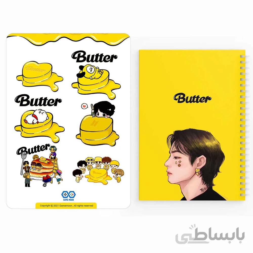 دفترچه يادداشت bts butter به همراه مجموعه ٦ عددی استيكر-کد 2021