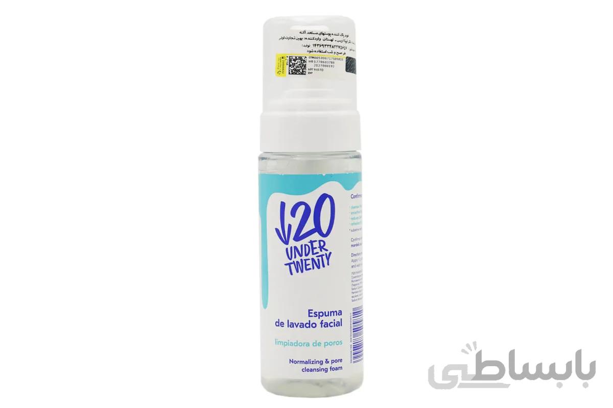 فوم پاک کننده صورت اندر توئنتی مناسب پوست چرب و جوشدار Under Twenty Pore Cleansing Foam 150ml