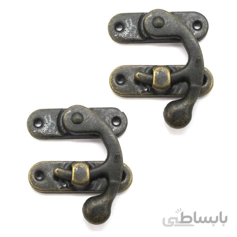 چفت آنتیک کلون دار زیتونی طول 53 میلیمتر بسته 2 عددی