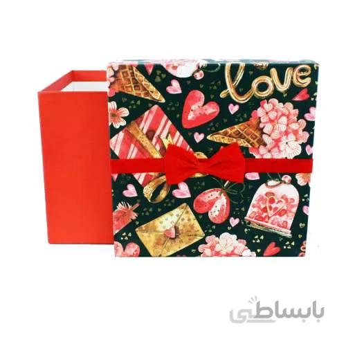 جعبه هدیه طرح عشق پاپیون دار مربع کد 024
