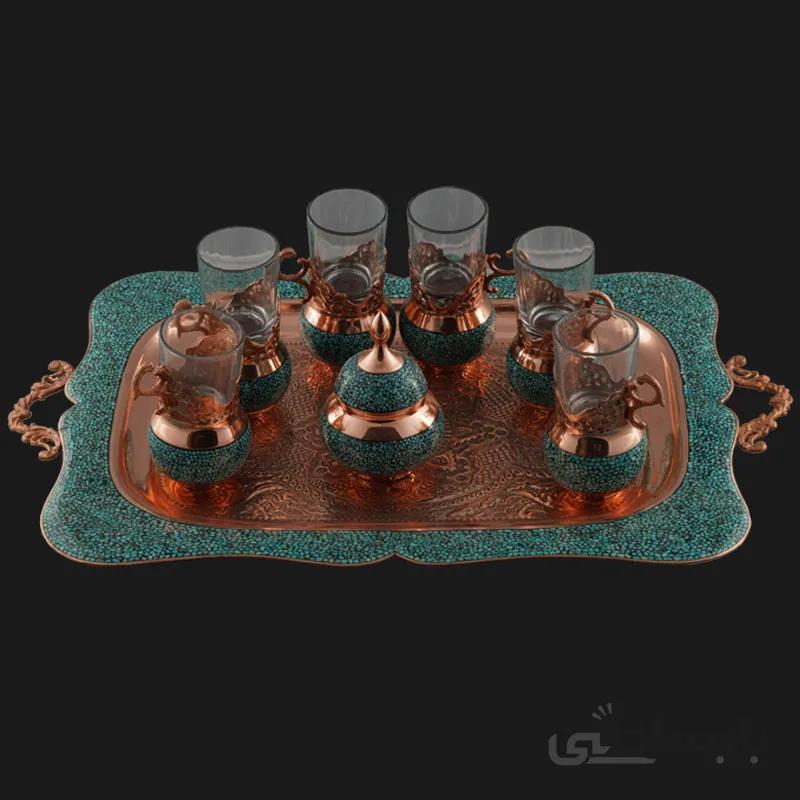 سرویس چای خوری 6 نفره فیروزه کوبی