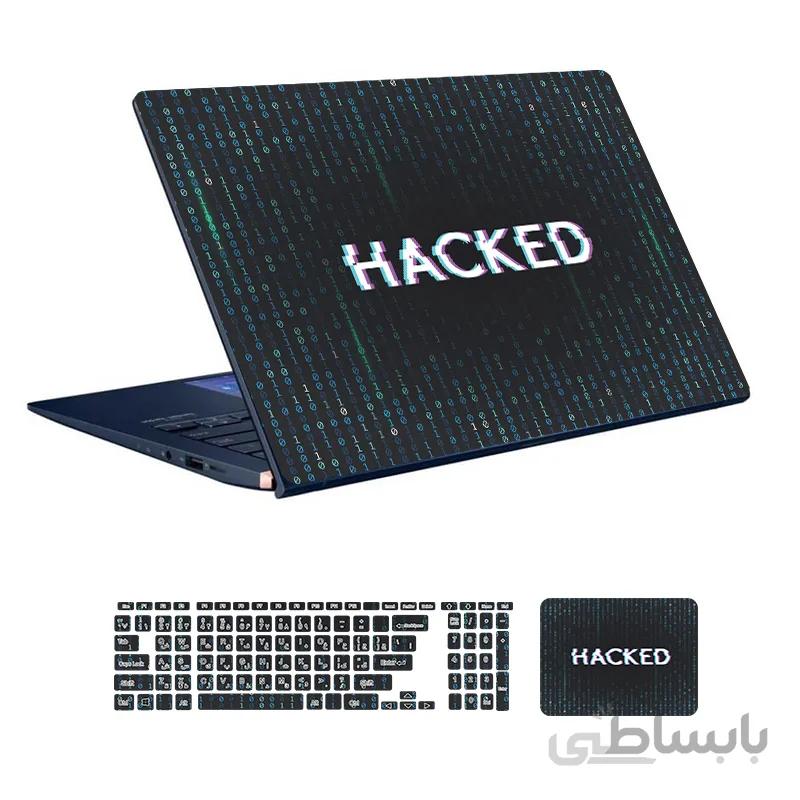 اسکین لپ تاپ طرح Hacker کد ۱۶ به همراه استیکر کیبورد