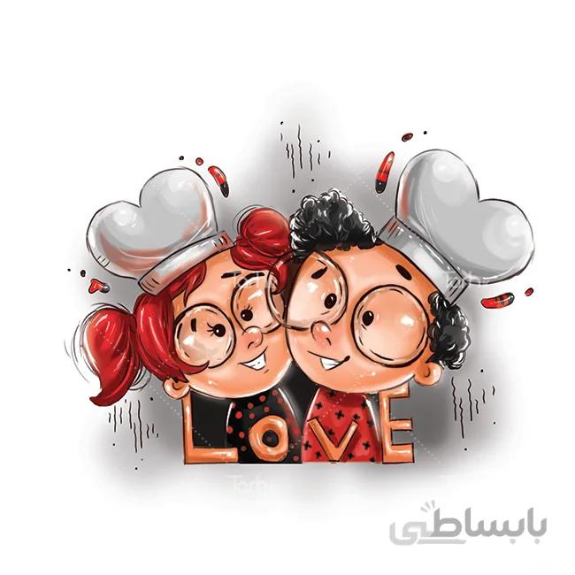تصویرسازی زن و مرد آشپز