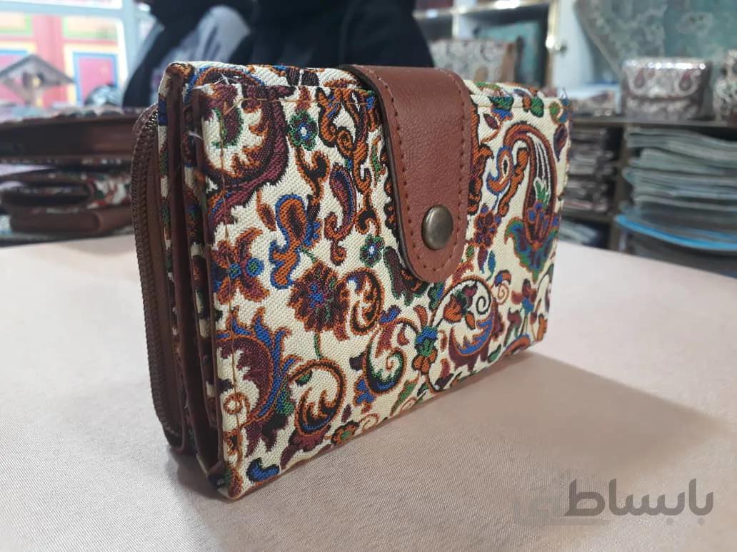 کیف پول ترمه پشت چرم بزرگ کد ۱۰۱۲۹۸