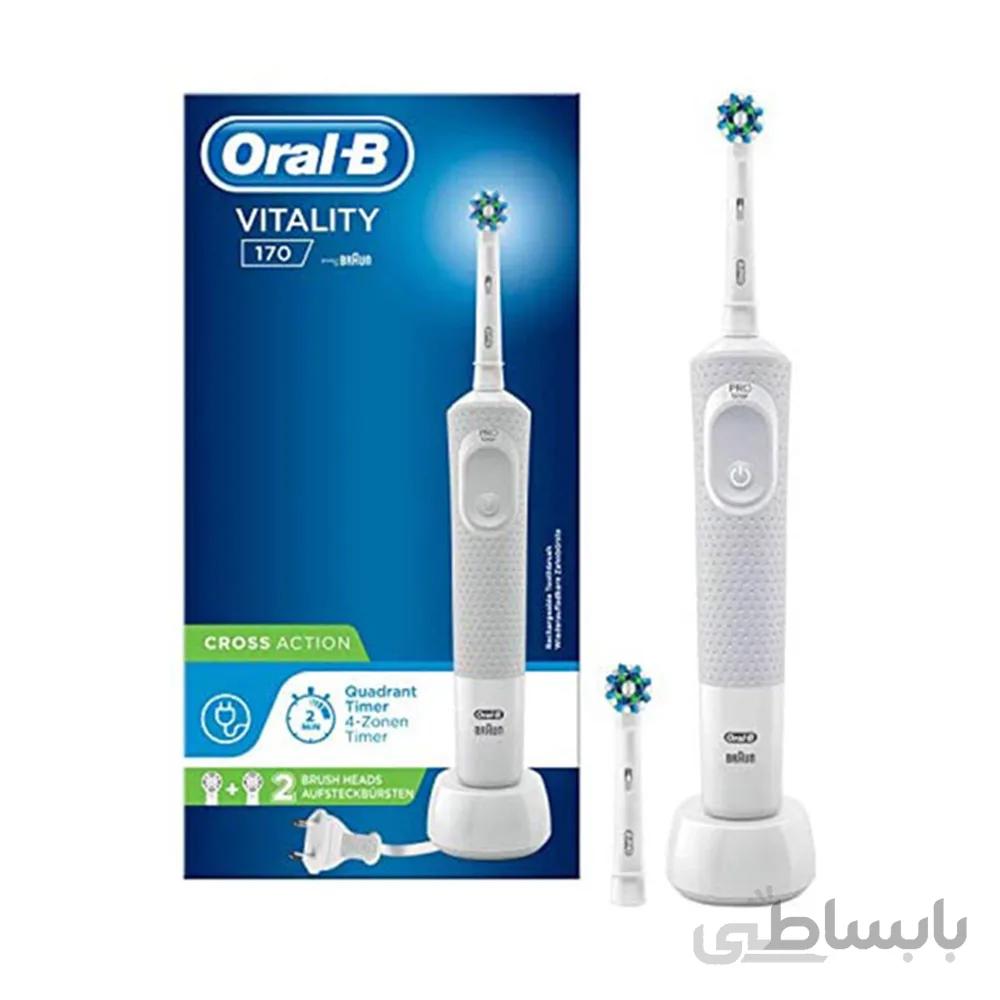 مسواک برقی اورال بی مدل Cross Action Vitality 170 رنگ سفید+۲عدد سری مسواک