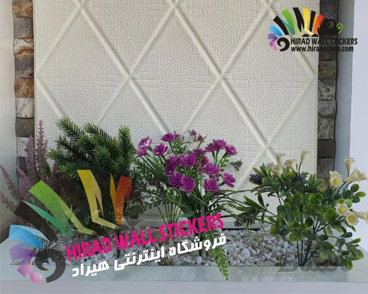 دیوار پوش فومی پشت چسبدار ایرانی طرح لوزی سفید