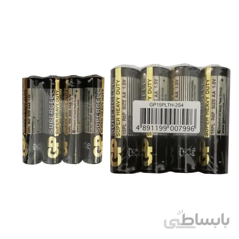 باتری قلمی و نیم قلمی جی پی مدل super Heavy Duty مجموعه 8 عددی