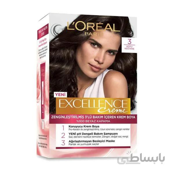 کیت رنگ مو لورال مدل EXCELLENCE شماره 3