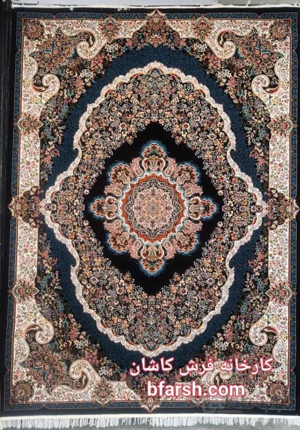 فرش کاشان نقشه بهار سرمه ای
