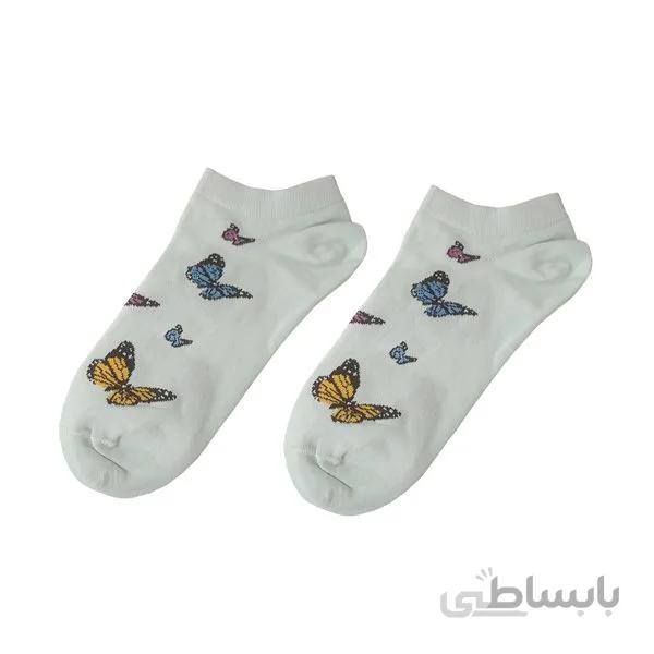 جوراب مچی زنانه نخی پروانه ای شیک کد ph417