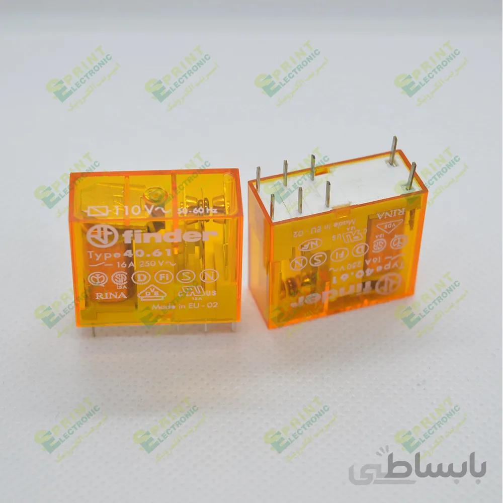 رله 110 ولت کتابی 8 پایه 16 آمپر کتابی Finder 40.61.8.110.0000