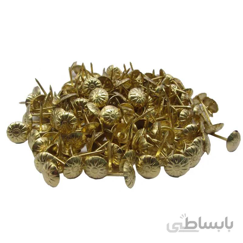گل میخ گل دار طلایی طول 16 قطر 11 میلی‌متر بسته 50 گرمی