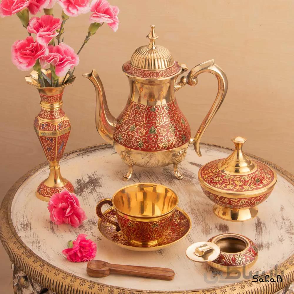 ست چای خوری برنجی میناکاری کد 136
