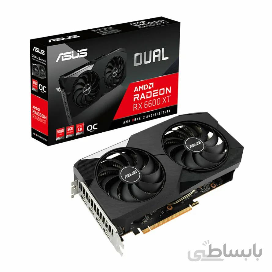 کارت گرافیک ایسوس مدل DUAL-RX6600XT-O8G حافظه 8 گیگابایت ا ASUS DUAL-RX6600XT-O8G GDDR6 Graphics Card