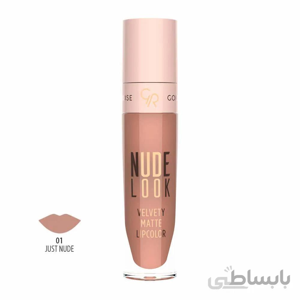 رژ لب مایع گلدن رز مدل نود لوک مات شماره 01 Golden Rose