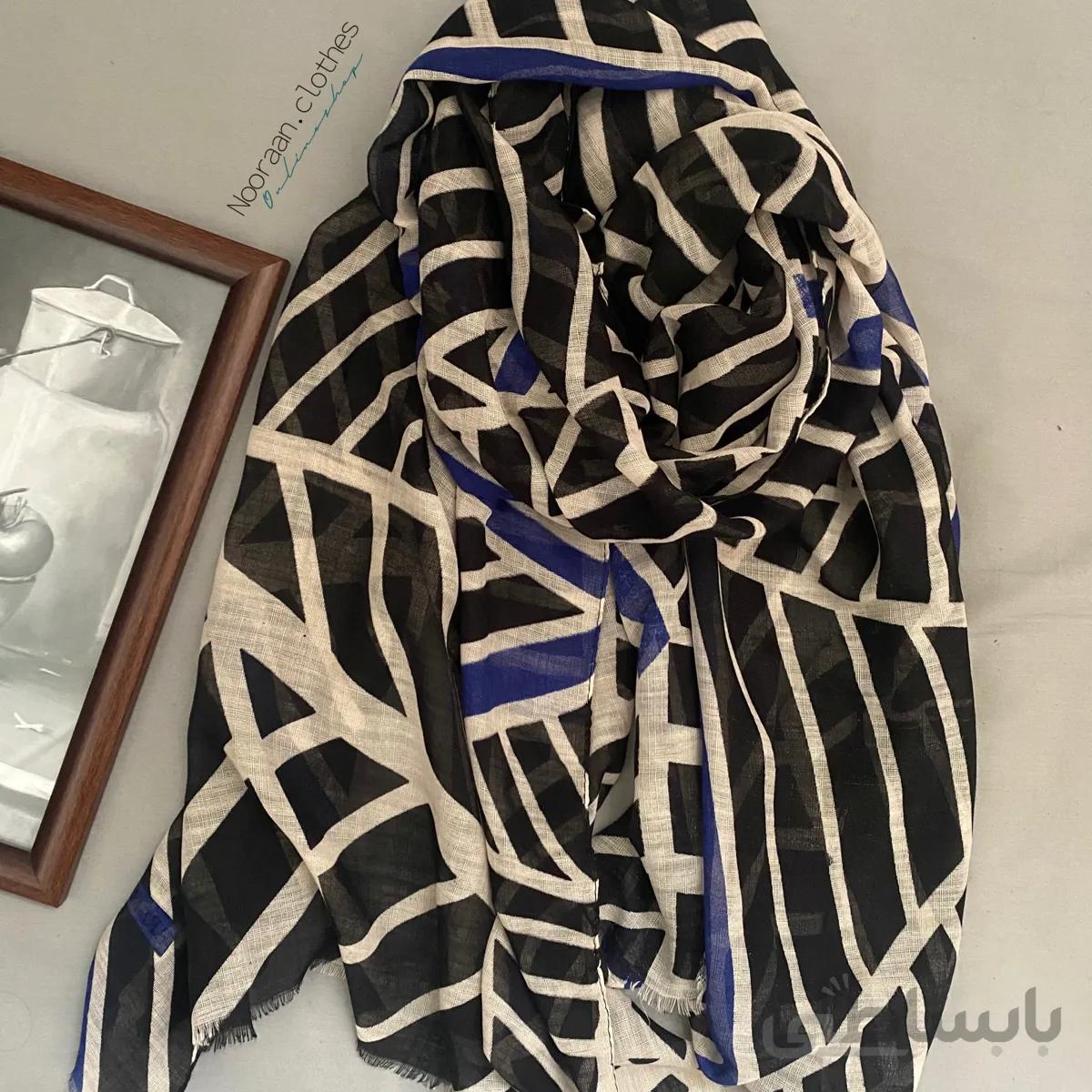 شال نخی مشکی آبی ا Shall1400029