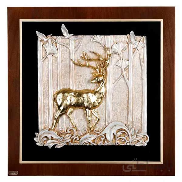 تابلو رزین ورق طلا دست ساز طرح گوزن DORCAS کد PHFWB-301-A1