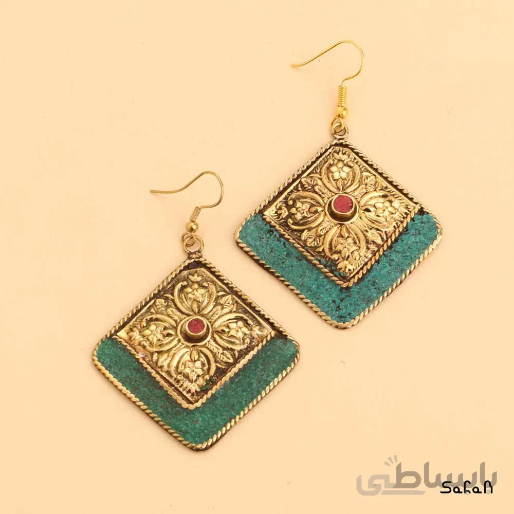 گوشواره هندی برنجی سنگی