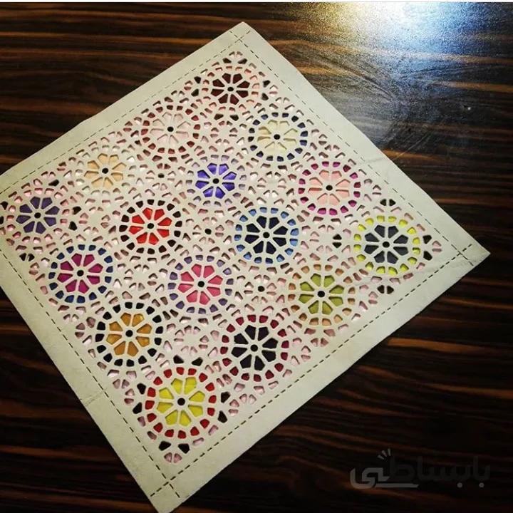 رومیزی سنتی سوخته کاری عسلی یا زیرگلدان کد ۱۰۹۶