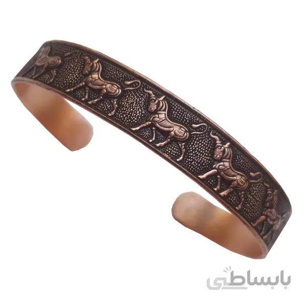 دستبند مسی سنتی طرح 5 اسب کد JW91