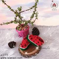 پاپوش بافتنی کودک طرح هندوانه ( کد 30420 )