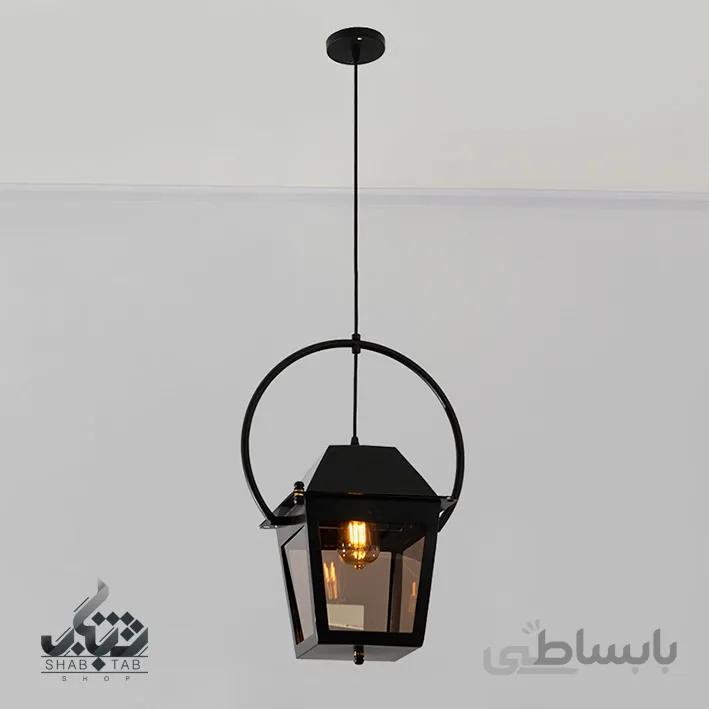 لوستر آویز پارکی دسته دار مشکی کد 1323 SHJ