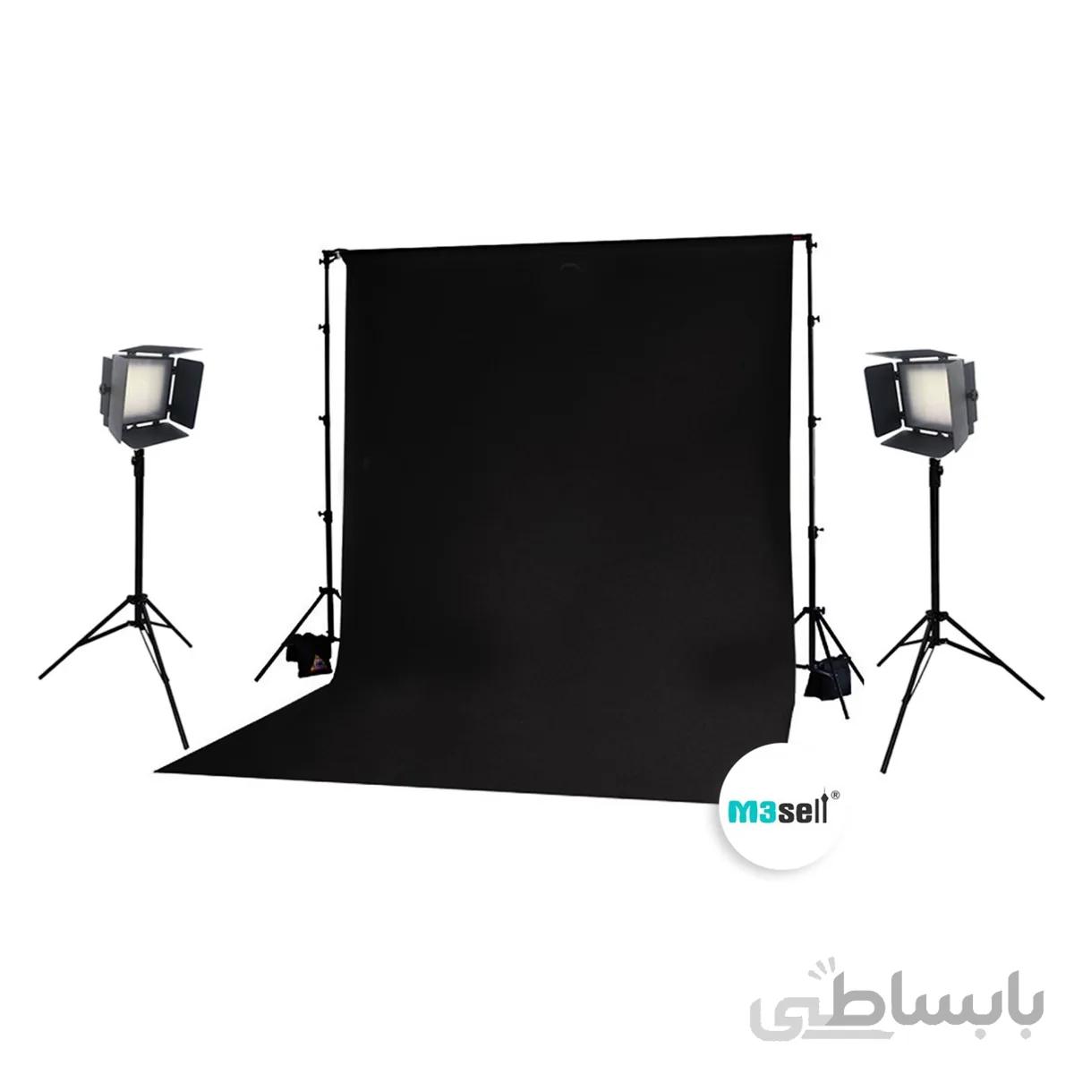 استودیو پرده مشکی به همراه 2 نور LED