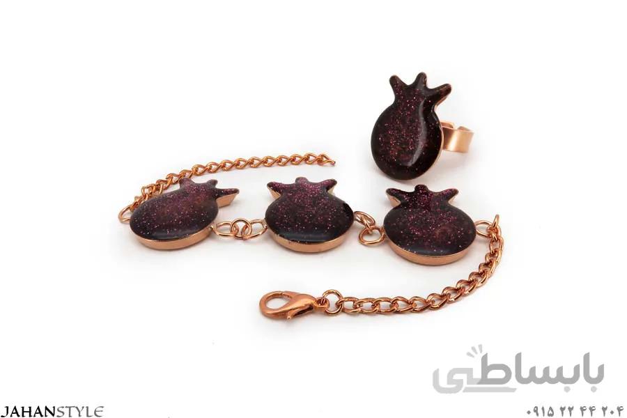 نیم ست مسی دخترانه طرح انار