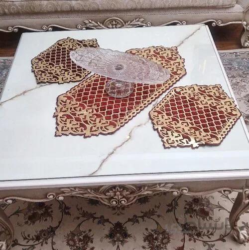 رومیزی 3 تیکه چرم مخمل (لاکچری)