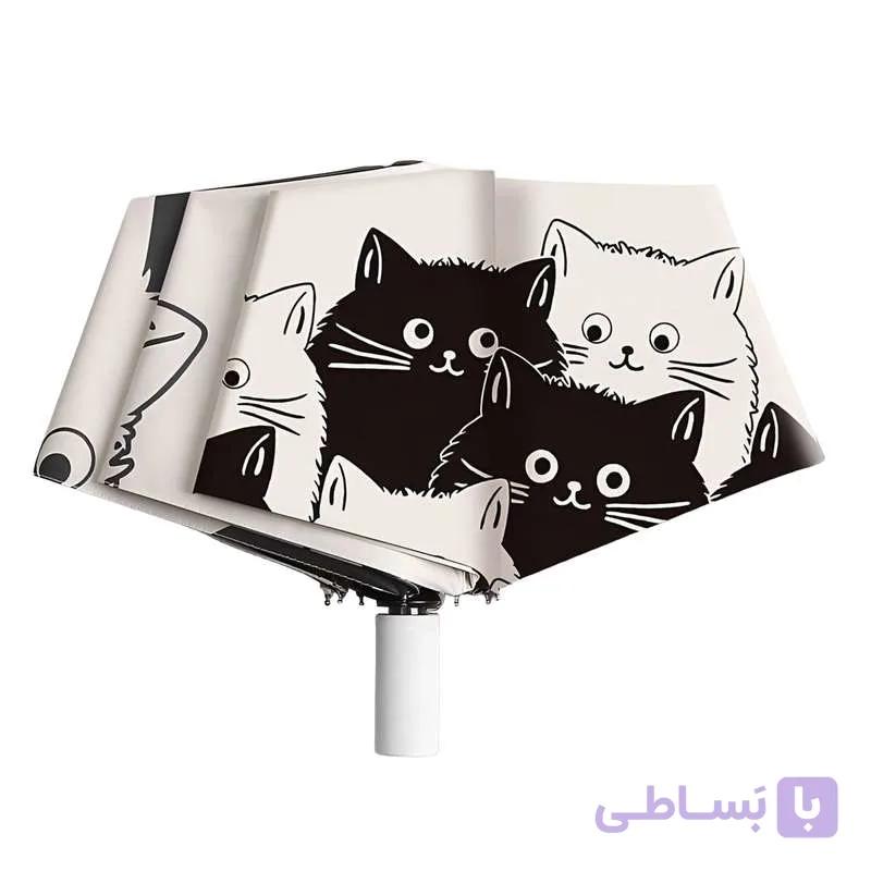 چتر 8 پره گلد ایر مدل Hello Cat قطر 100 سانتی‌متر — تصویر 1